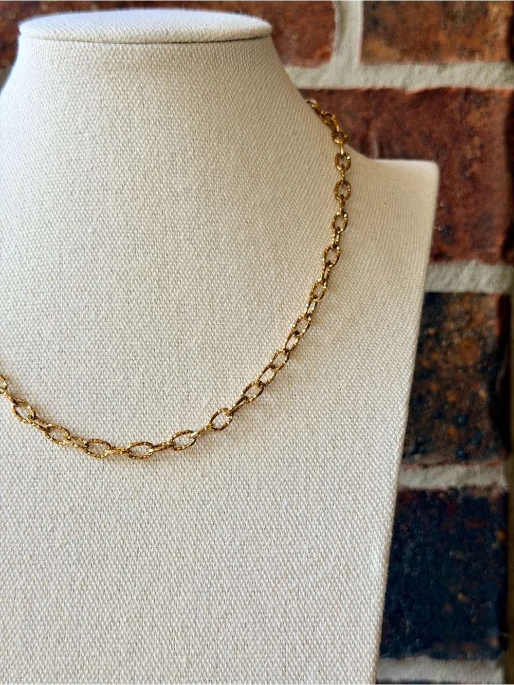 Gold Hammered Cable Link Chain
